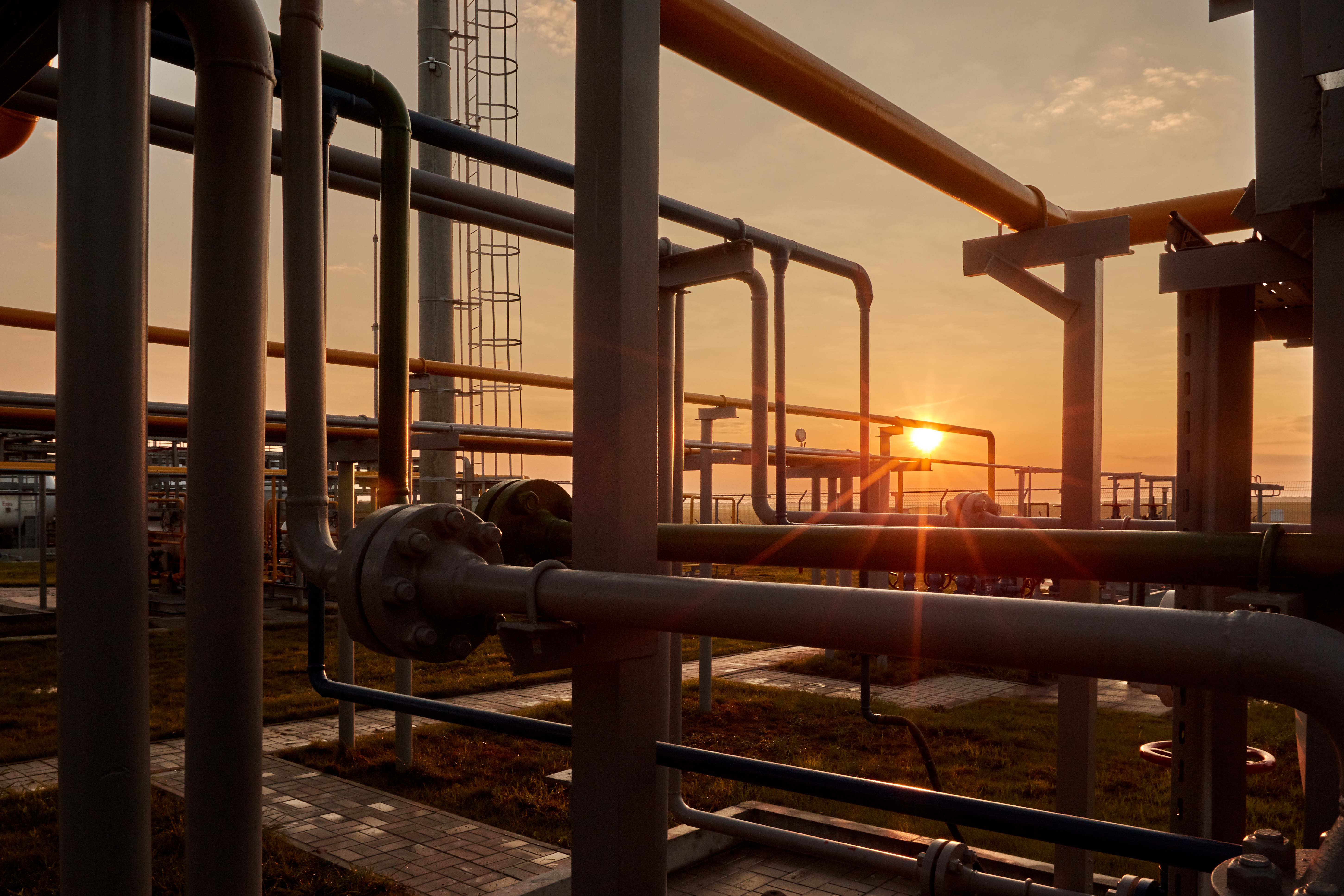 Natural gas pipeline at an oil and gas processing plant