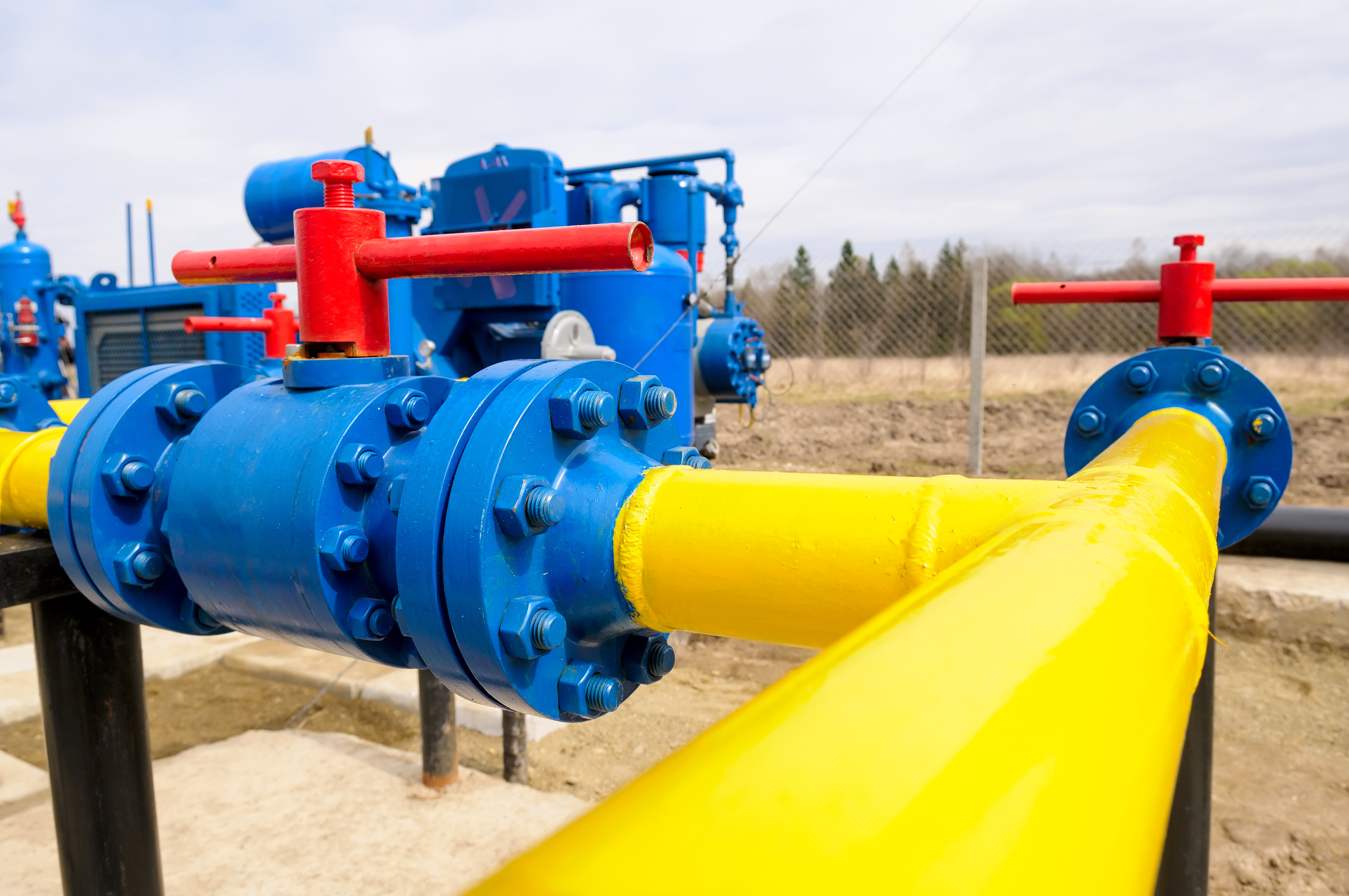 Gas pipes outdoors at a facility